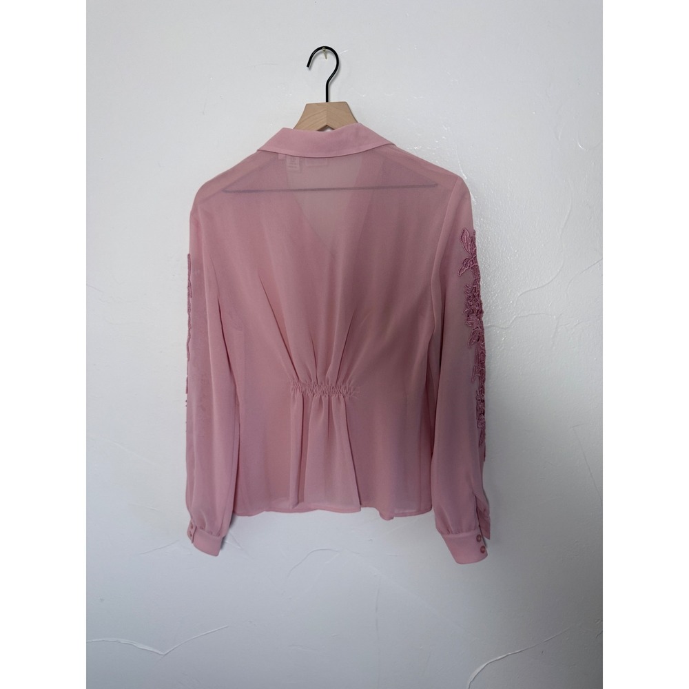 Vintage Deadstock Together Pink Sheer Lace Sleeve Blouse NWT Coquette